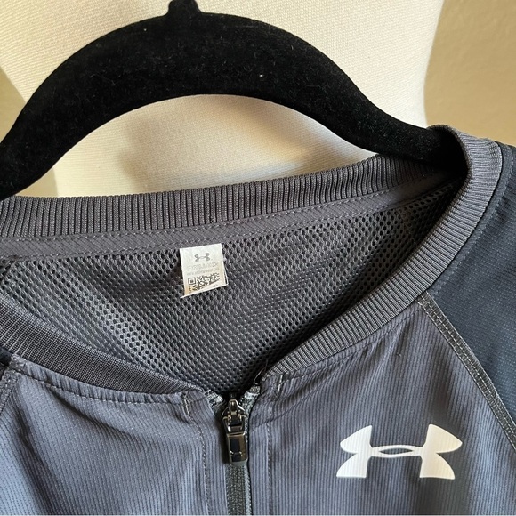 Under Armour Black Gray Full Zip Lightweight Raglan Sleeve Jacket Size M - Picture 5 of 5
